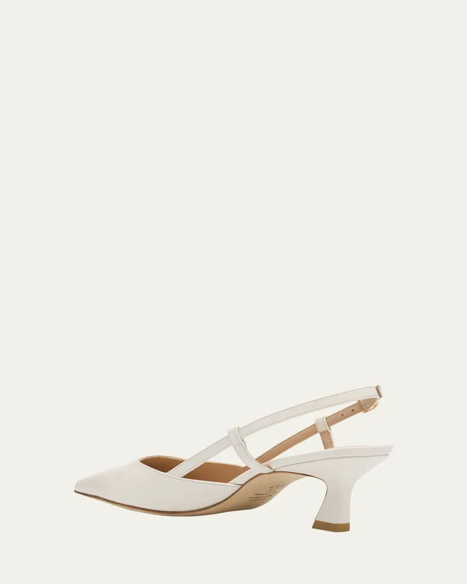 Stuart Weitzman Vinnie Leather Kitten Slingback Pumps | Thumbnail 6