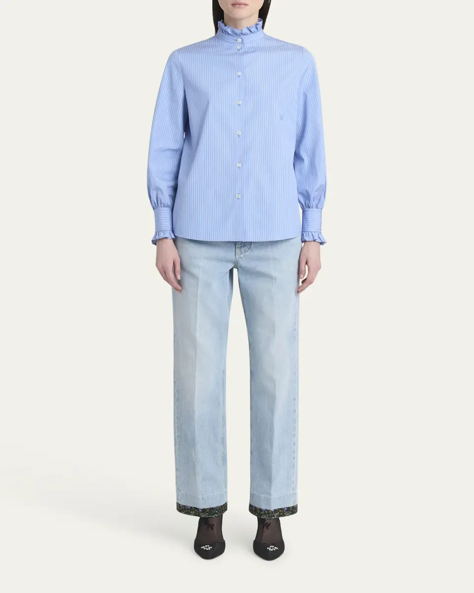 Valentino Garavani Floral Trimmed Denim Pants | Thumbnail 2 Valentino Garavani Floral Trimmed Denim Pants | Thumbnail 2