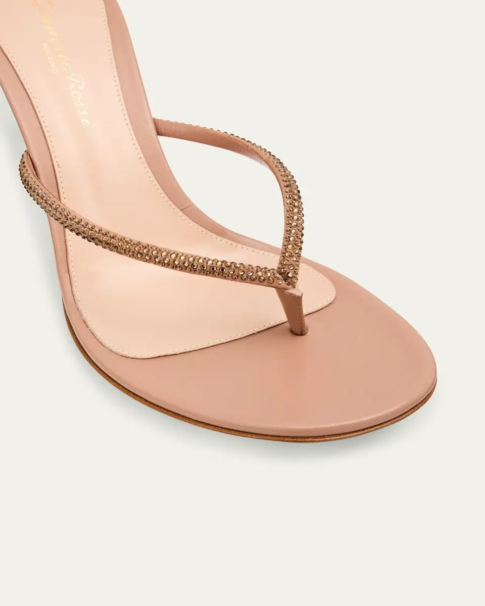 Gianvito Rossi India Strass Leather Thong Stiletto Sandals | Thumbnail 3