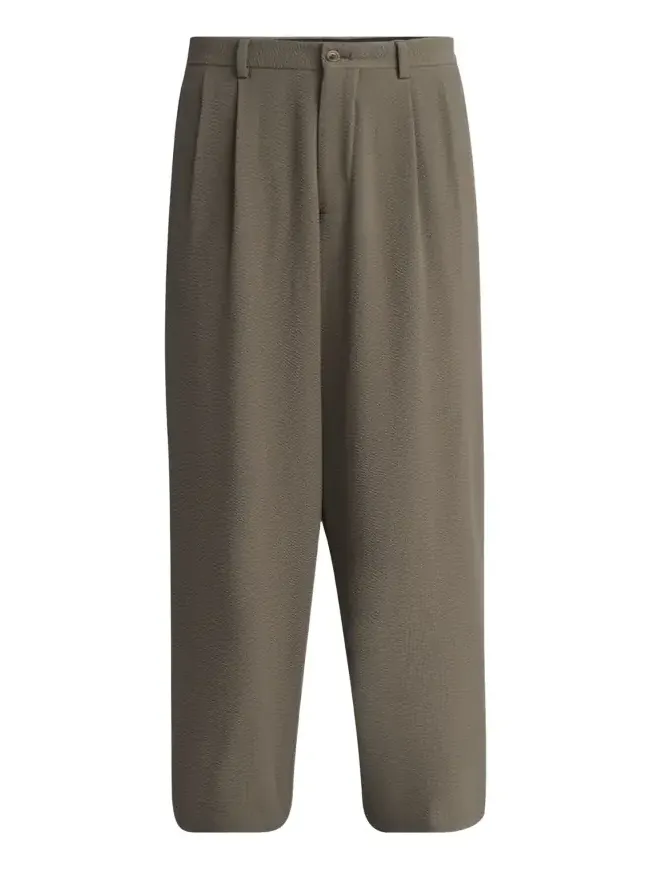 Men's Pleated Wool Stretch Seersucker Trousers