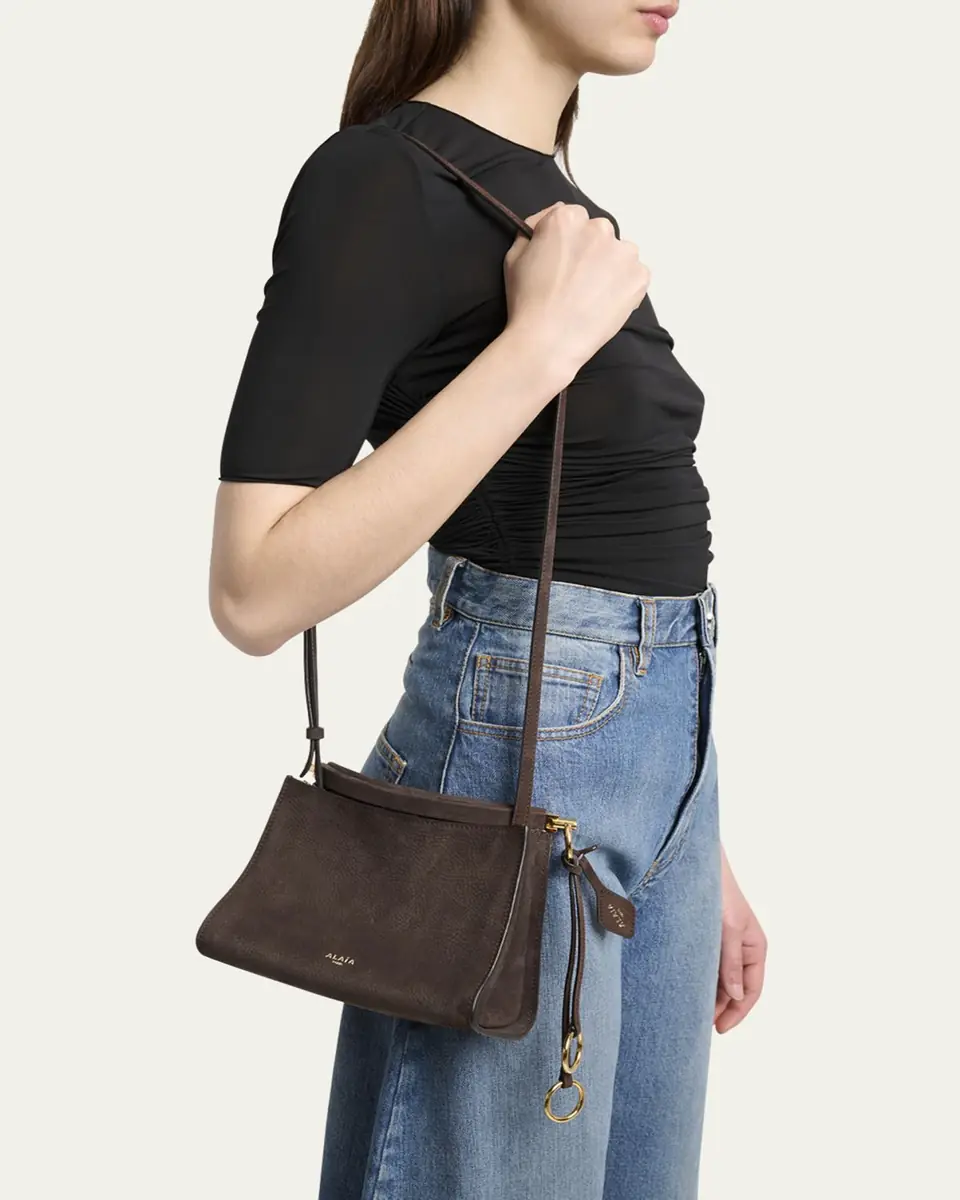 ALAÏA Le Click Small Shoulder Bag in Nubuck Leather | Thumbnail 7