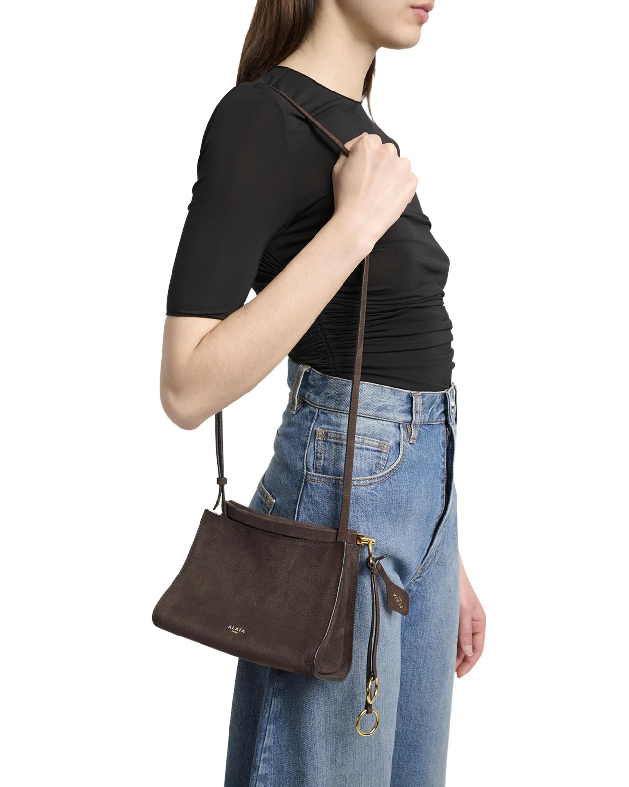 Le Click Small Shoulder Bag in Nubuck Leather Le Click Small Shoulder Bag in Nubuck Leather