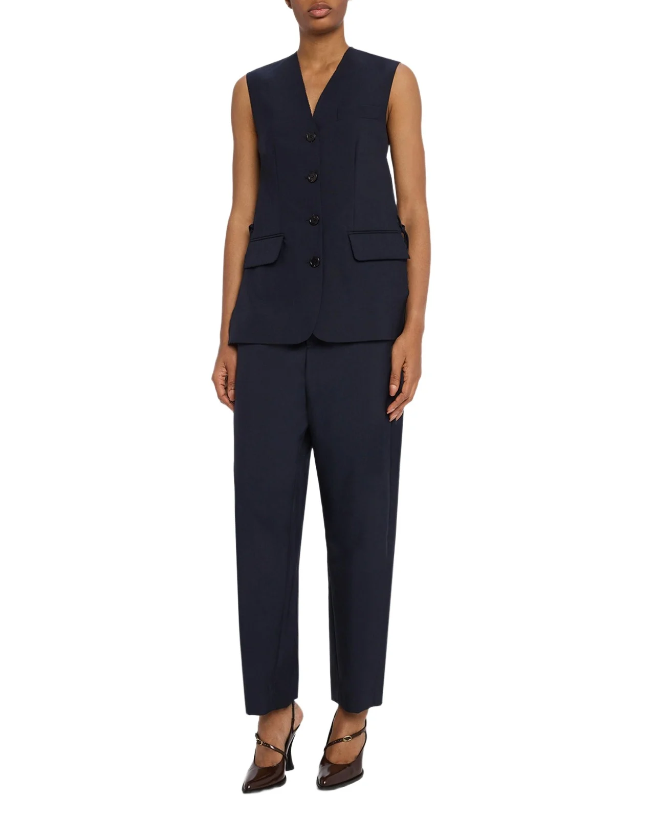 Elastic Waistband Straight-Leg Trousers