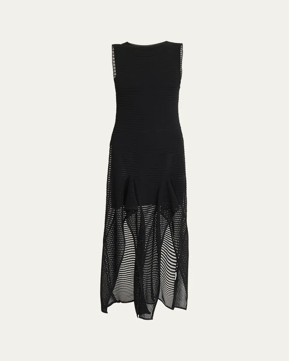 Alaïa Sleeveless Ruffled Ladder Knit Maxi Dress | Thumbnail 5 Alaïa Sleeveless Ruffled Ladder Knit Maxi Dress | Thumbnail 5