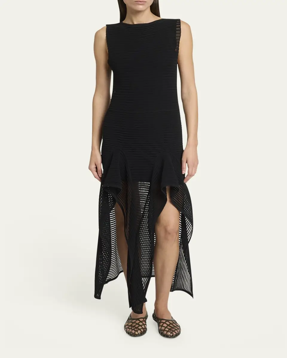 Alaïa Sleeveless Ruffled Ladder Knit Maxi Dress | Thumbnail 6 Alaïa Sleeveless Ruffled Ladder Knit Maxi Dress | Thumbnail 6