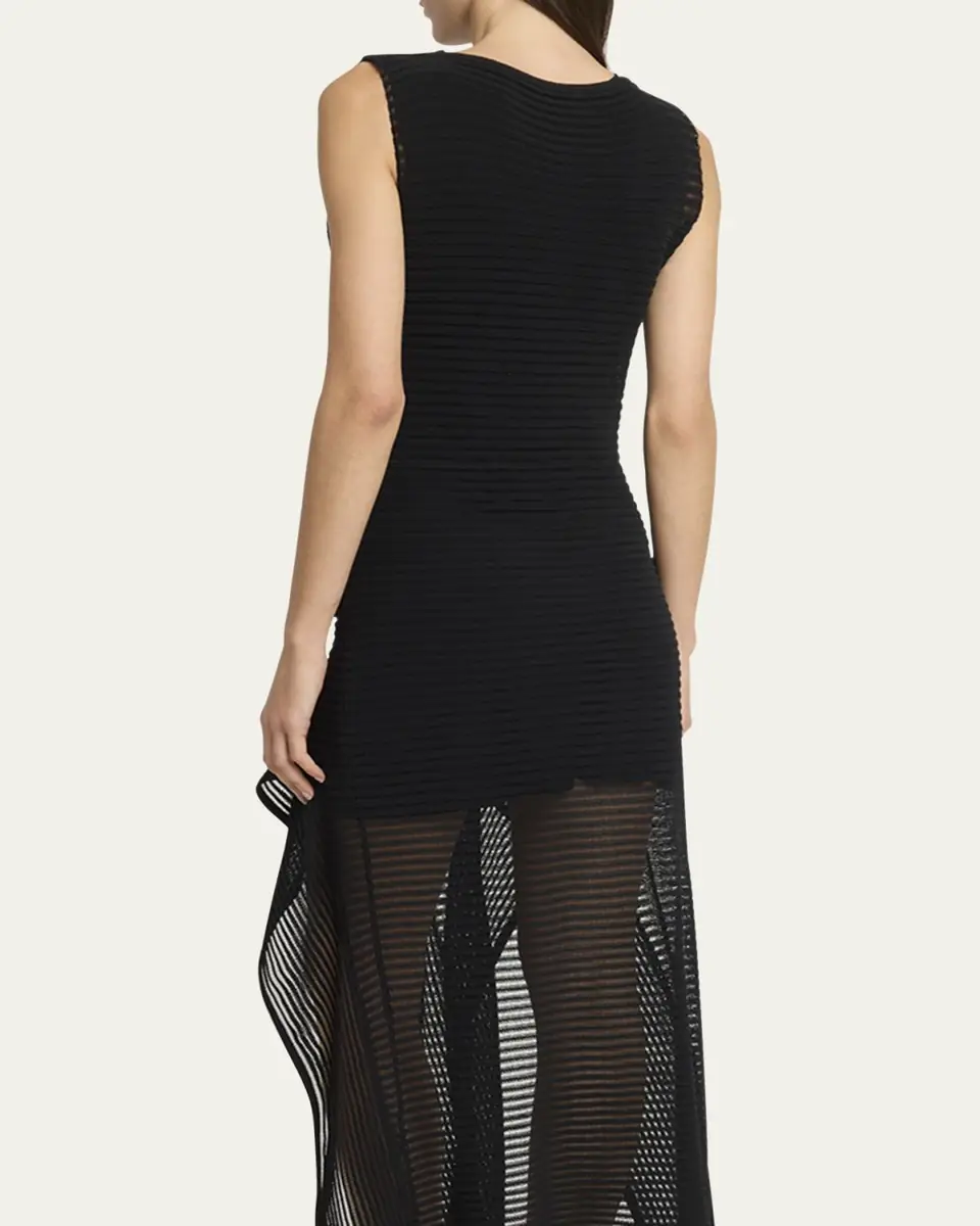 Alaïa Sleeveless Ruffled Ladder Knit Maxi Dress | Thumbnail 7 Alaïa Sleeveless Ruffled Ladder Knit Maxi Dress | Thumbnail 7