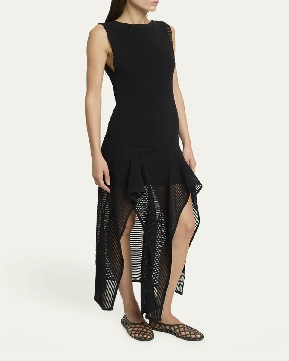 Alaïa Sleeveless Ruffled Ladder Knit Maxi Dress | Thumbnail 8 Alaïa Sleeveless Ruffled Ladder Knit Maxi Dress | Thumbnail 8