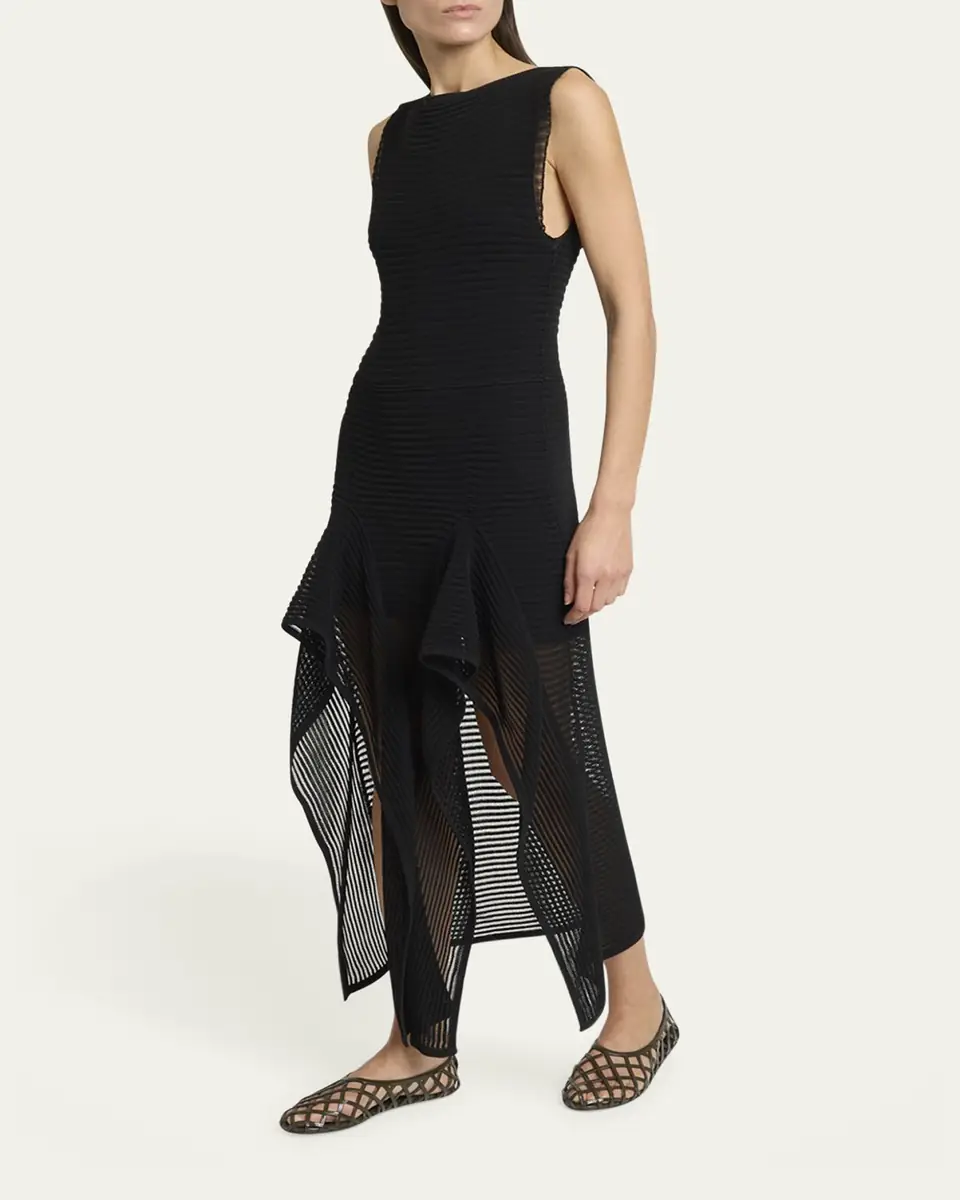 Alaïa Sleeveless Ruffled Ladder Knit Maxi Dress | Thumbnail 9 Alaïa Sleeveless Ruffled Ladder Knit Maxi Dress | Thumbnail 9