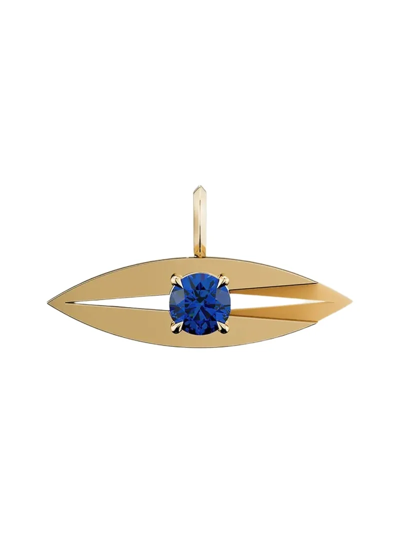 Lotus Evil Eye Sapphire Charm