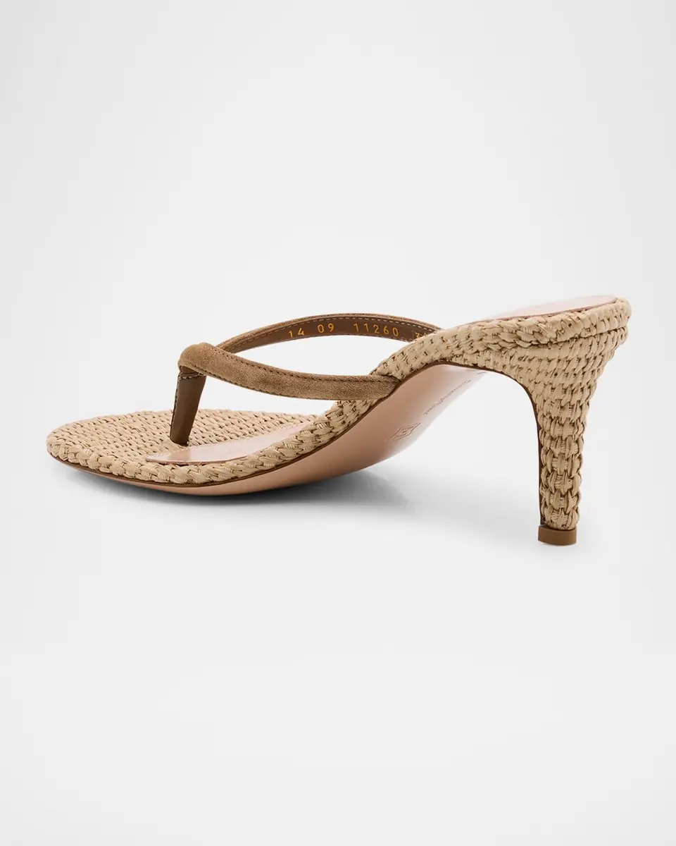 Gianvito Rossi 70mm Calypso Suede and Raffia Heeled Thong Sandals | Thumbnail 3 Gianvito Rossi 70mm Calypso Suede and Raffia Heeled Thong Sandals | Thumbnail 3