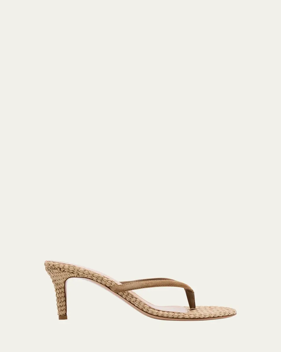 Gianvito Rossi 70mm Calypso Suede and Raffia Heeled Thong Sandals | Thumbnail 7 Gianvito Rossi 70mm Calypso Suede and Raffia Heeled Thong Sandals | Thumbnail 7