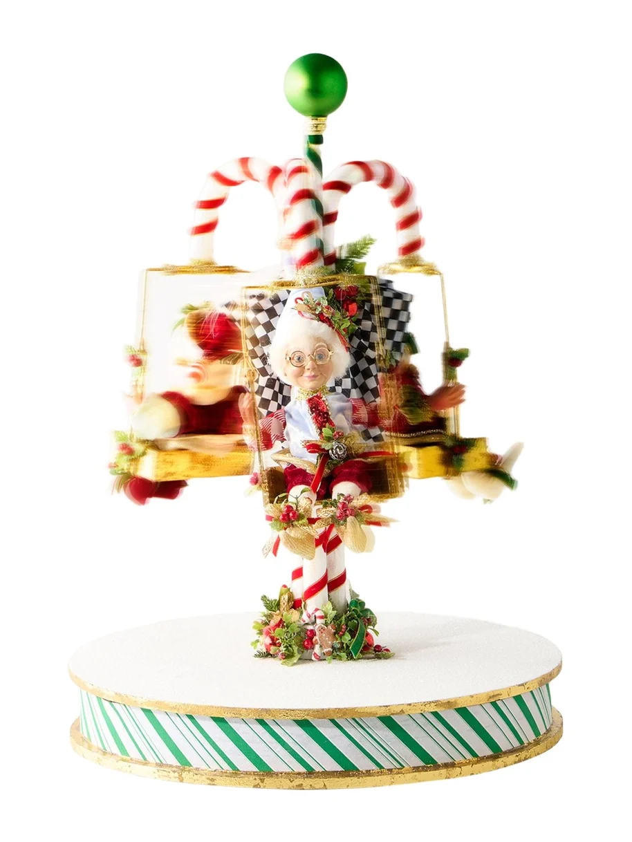 Mark Roberts Candycane Carousel with Elf Christmas Decoration