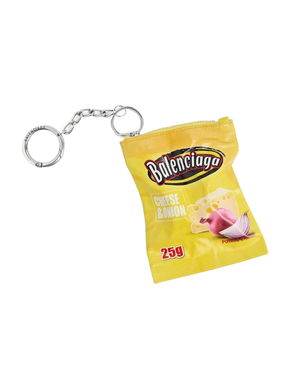 Balenciaga Men's Leather Keyring Chips Charm