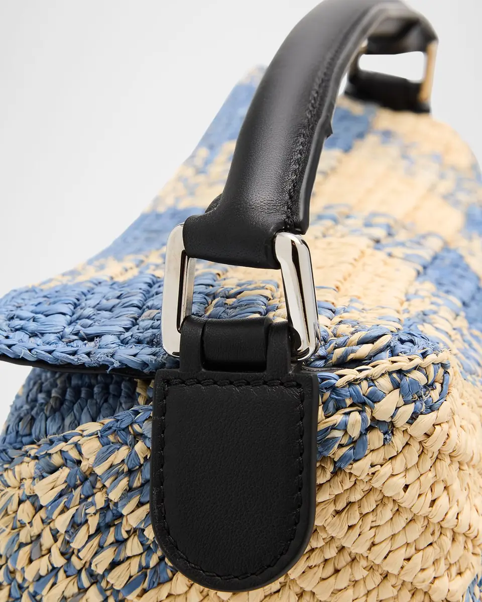 Loewe x Paula's Ibiza Small Puzzle Edge Shoulder Bag in Gingham Raffia | Thumbnail 4