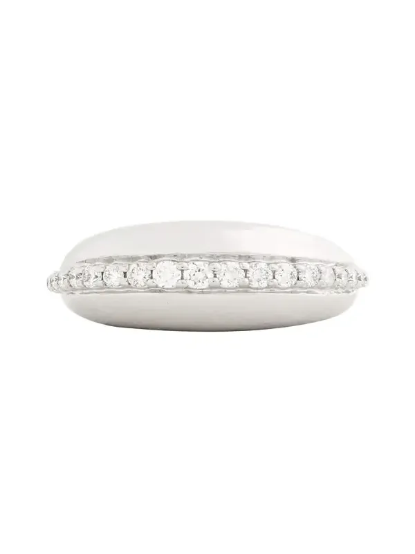 18K White Gold Domed Ring with Diamonds 18K White Gold Domed Ring with Diamonds