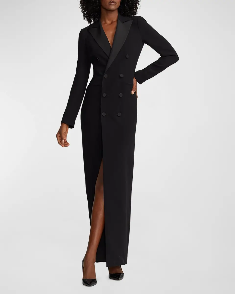 Ralph Lauren Collection Kristian Silk Tuxedo Dress | Thumbnail 6