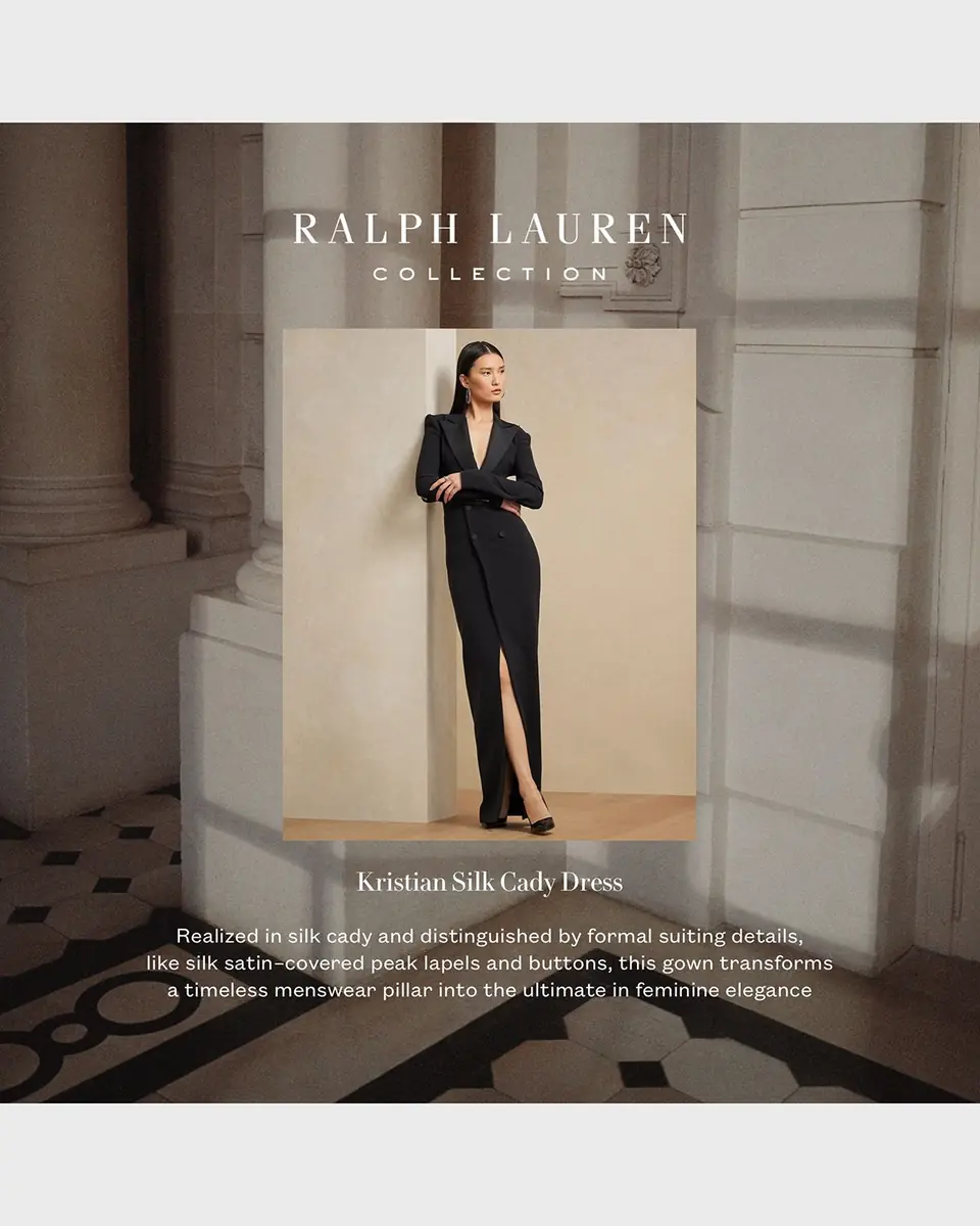 Ralph Lauren Collection Kristian Silk Tuxedo Dress | Thumbnail 10