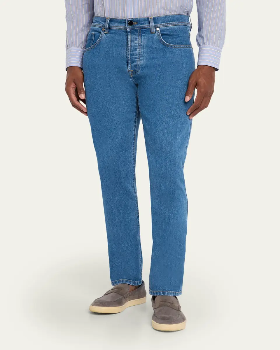 Cesare Attolini Men's Medium Wash Denim Modern-Fit Jeans | Thumbnail 4