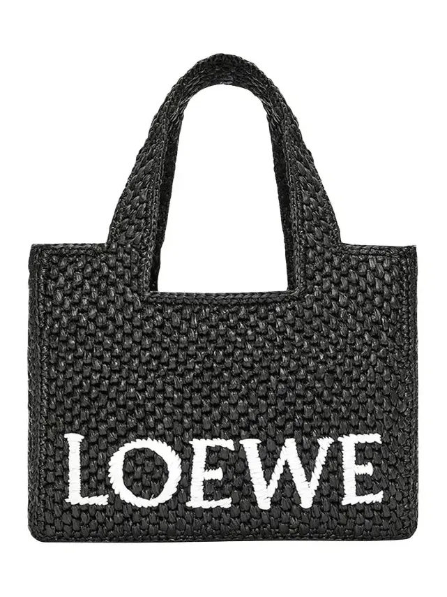 x Paula's Ibiza Font Logo Small Tote Bag in Raffia