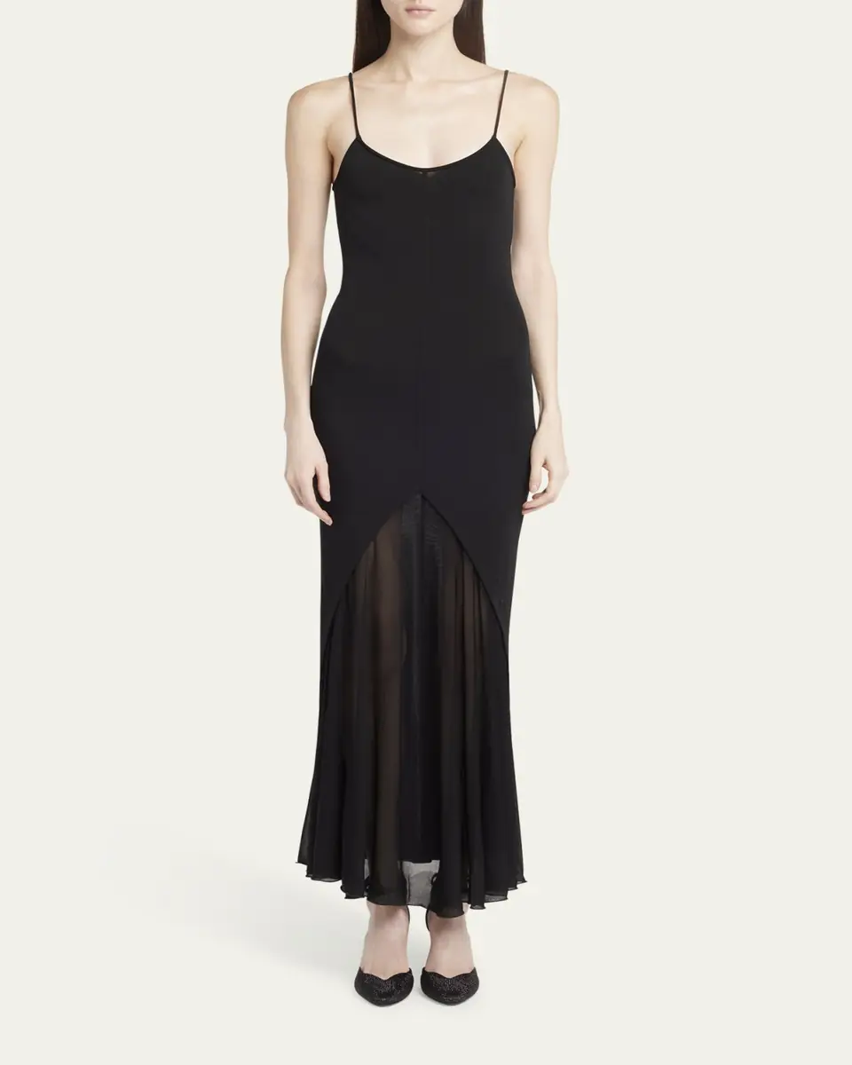Giorgio Armani Sheer Skirt Panel Jersey Dress | Thumbnail 6 Giorgio Armani Sheer Skirt Panel Jersey Dress | Thumbnail 6