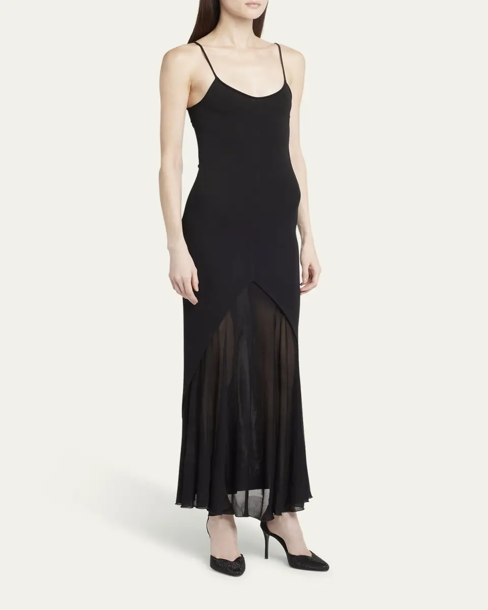 Giorgio Armani Sheer Skirt Panel Jersey Dress | Thumbnail 8 Giorgio Armani Sheer Skirt Panel Jersey Dress | Thumbnail 8