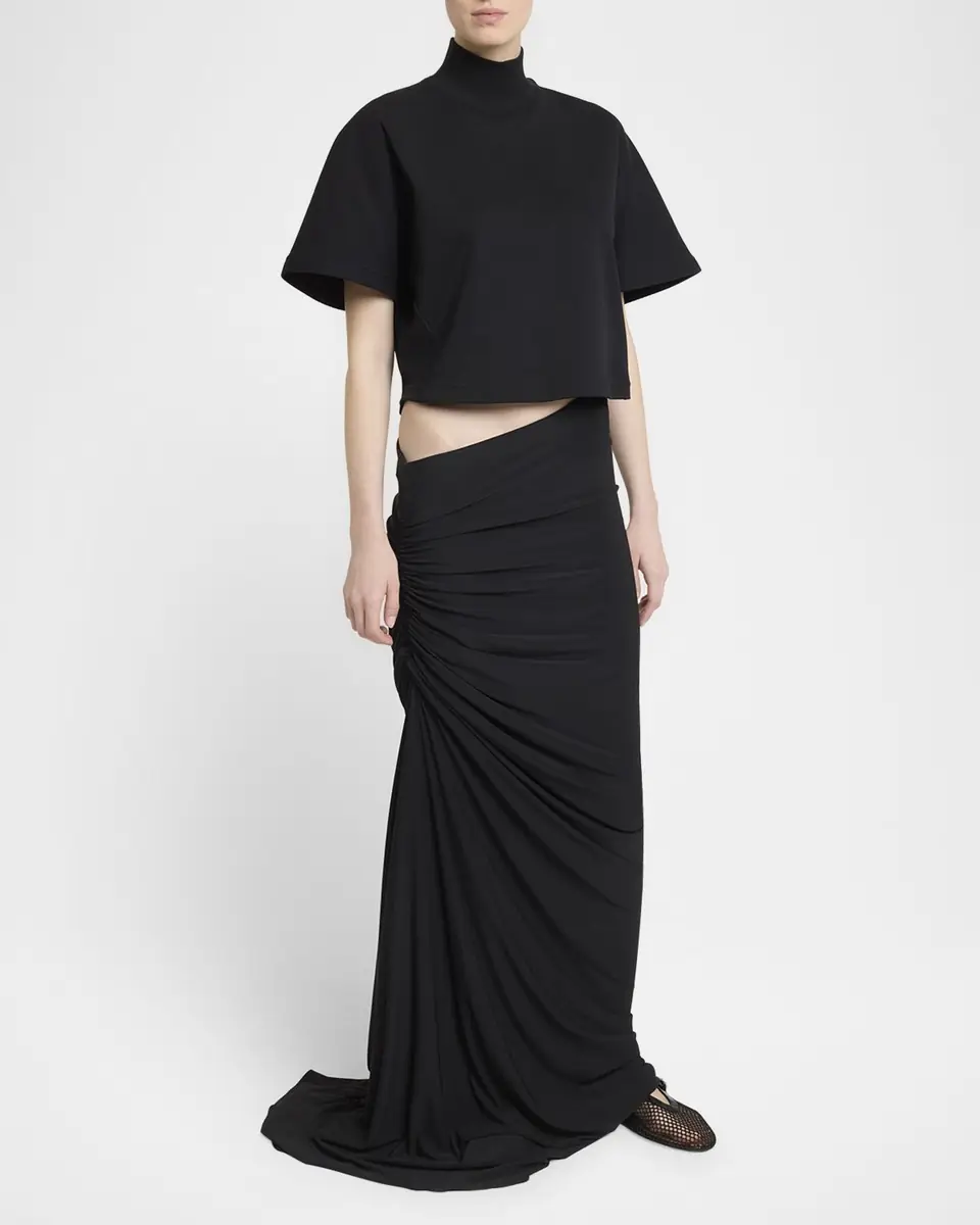 ALAÏA Ruched Long Skirt | Thumbnail 3 ALAÏA Ruched Long Skirt | Thumbnail 3