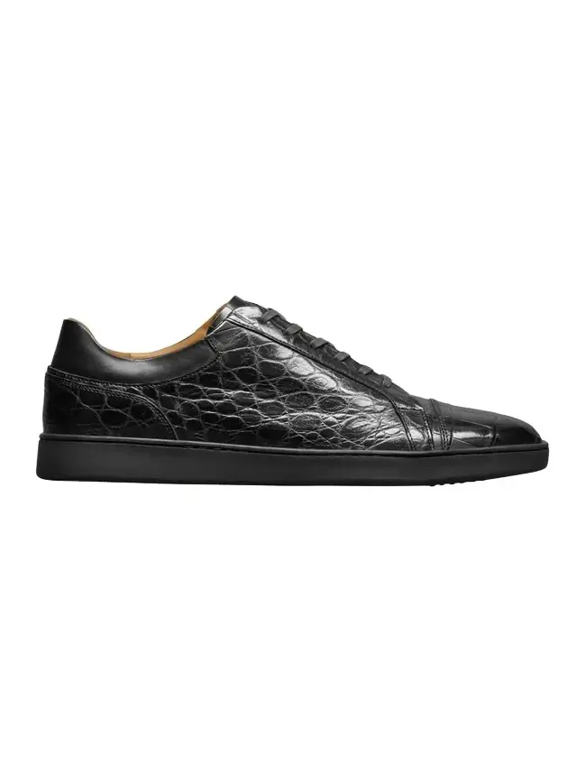 Men's Chambers Crocodile Cap-Toe Low-Top Sneakers Men's Chambers Crocodile Cap-Toe Low-Top Sneakers