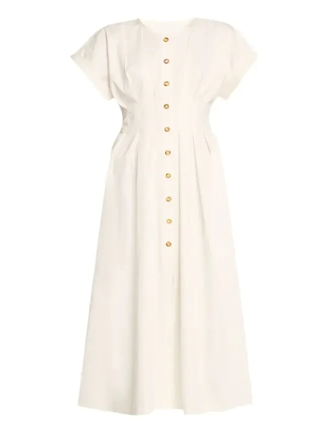 Kika Vargas Dena Pleated Midi Shirtdress