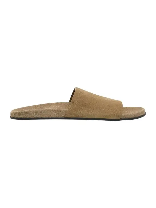 Hugh Suede Flat Slide Sandals