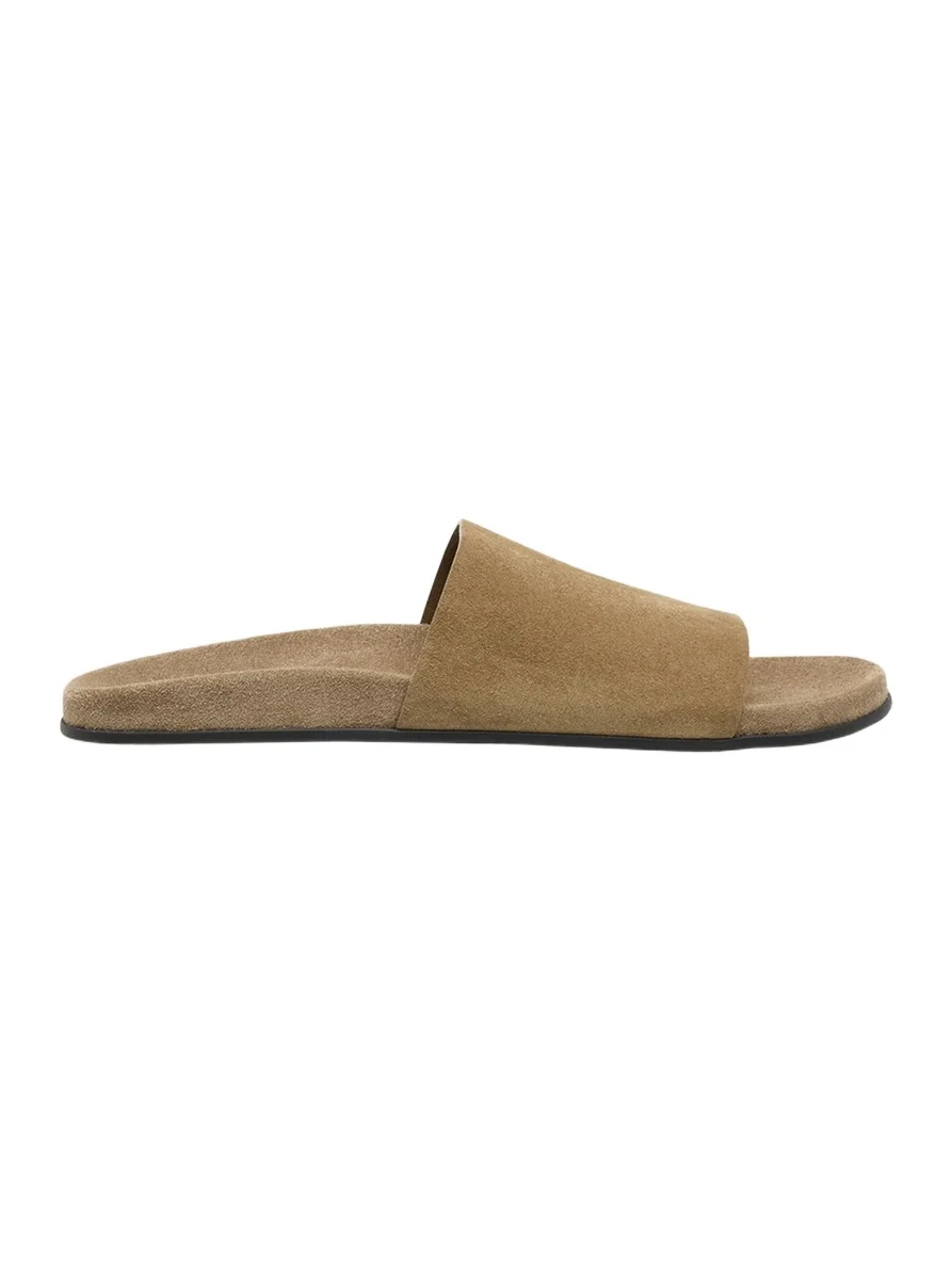 Hugh Suede Flat Slide Sandals Hugh Suede Flat Slide Sandals