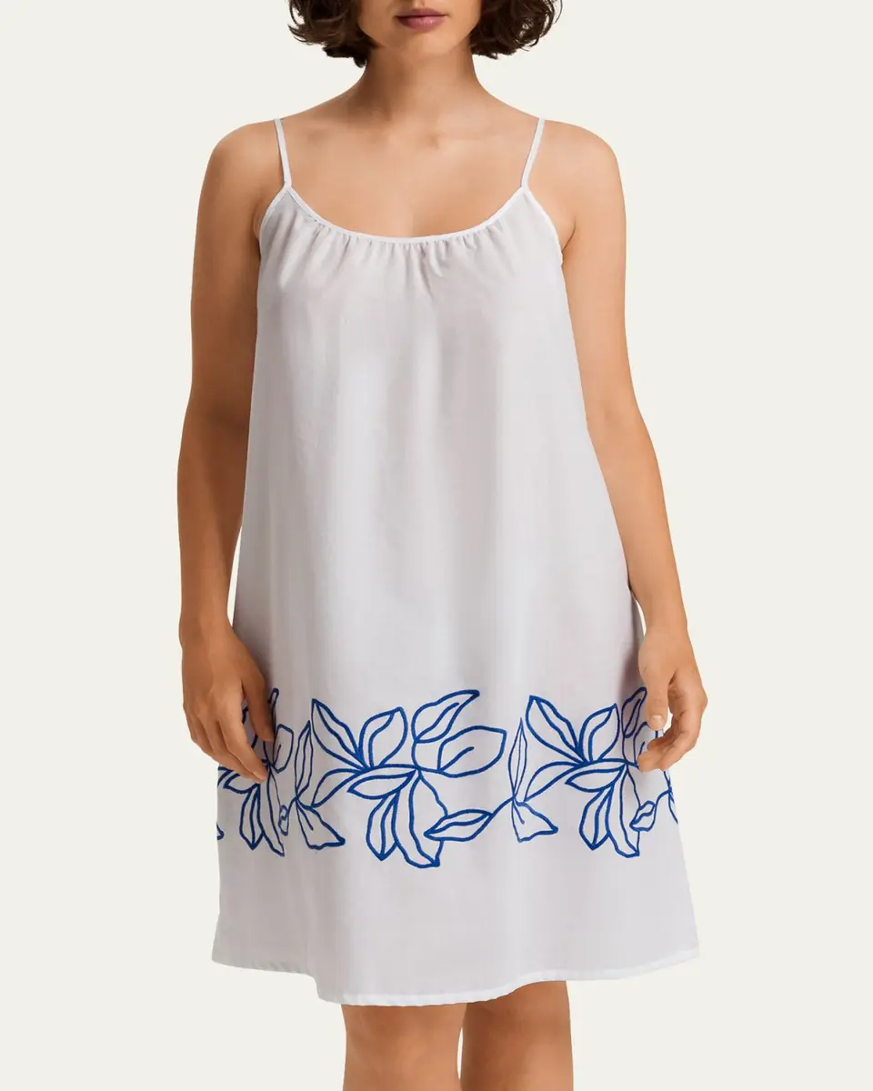 Hanro Liz Leaf-Embroidered Cotton Chemise | Thumbnail 2 Hanro Liz Leaf-Embroidered Cotton Chemise | Thumbnail 2