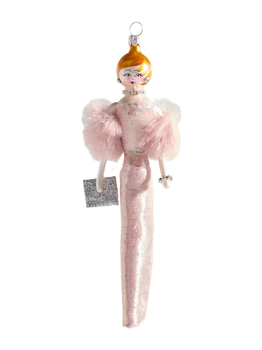 De Carlini Fashionista in Pink Gown Christmas Ornament