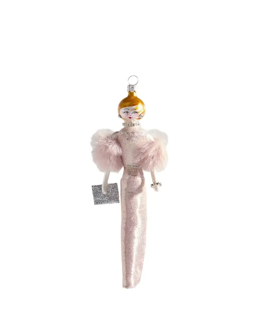 De Carlini Fashionista in Pink Gown Christmas Ornament