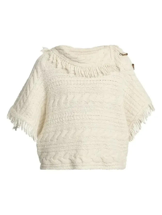 Blanche Fringe Cable-Knit Sweater