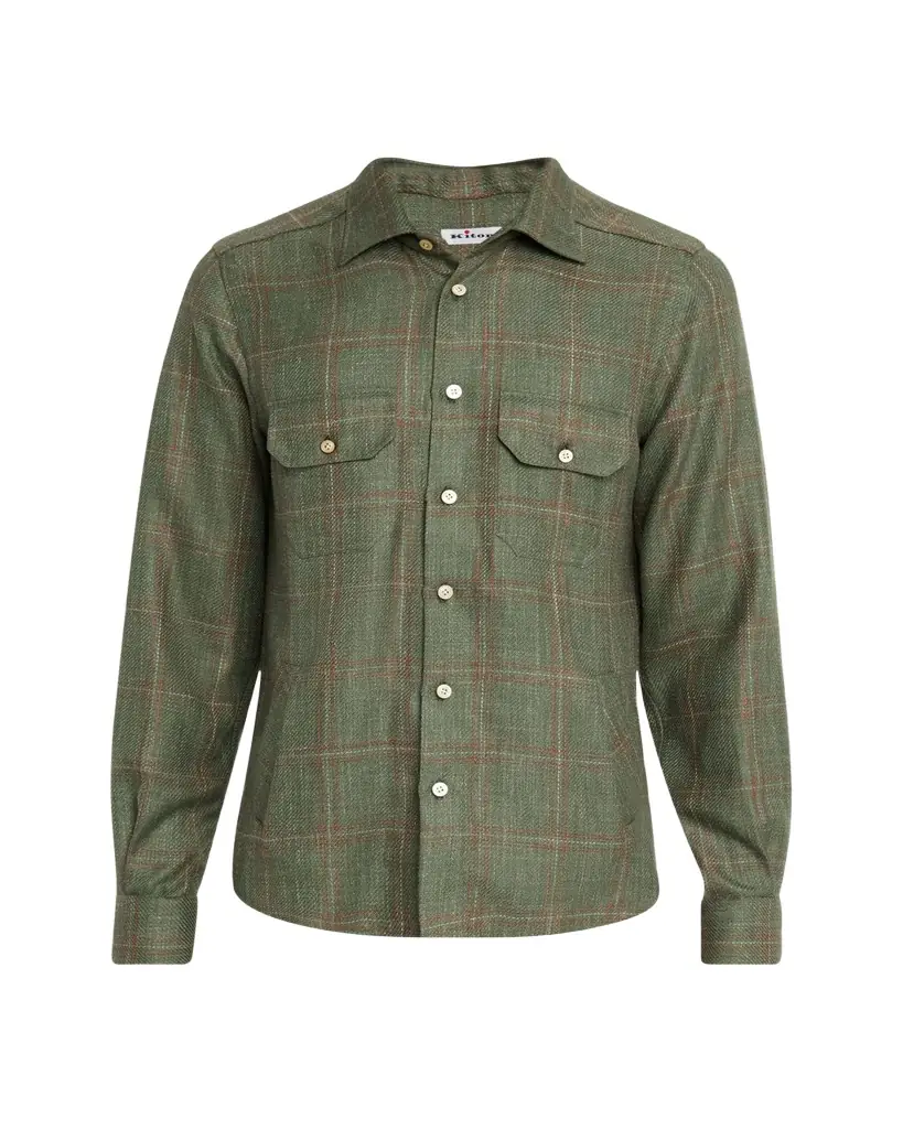 Kiton Men's Maxi-Plaid Cashmere Blend Overshirt | Image 1 Kiton Men's Maxi-Plaid Cashmere Blend Overshirt | Image 1