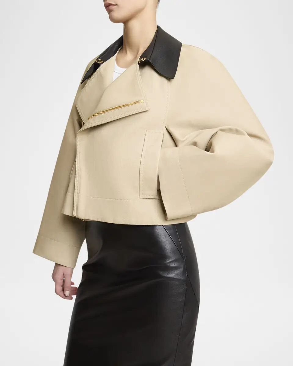 Givenchy Leather Collar Zip Cocoon Jacket | Thumbnail 4 Givenchy Leather Collar Zip Cocoon Jacket | Thumbnail 4