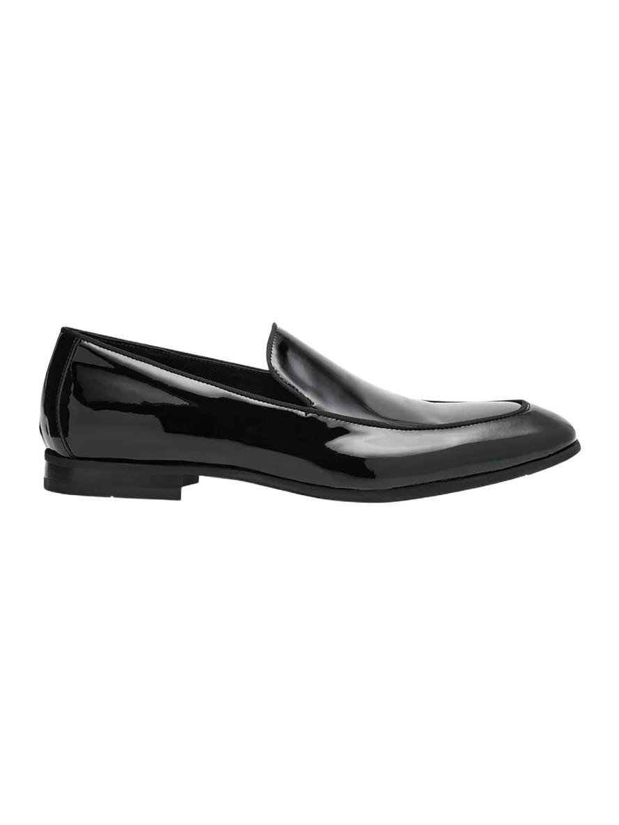 Men's Piped Patent Leather Apron-Toe Venetian Loafers Men's Piped Patent Leather Apron-Toe Venetian Loafers