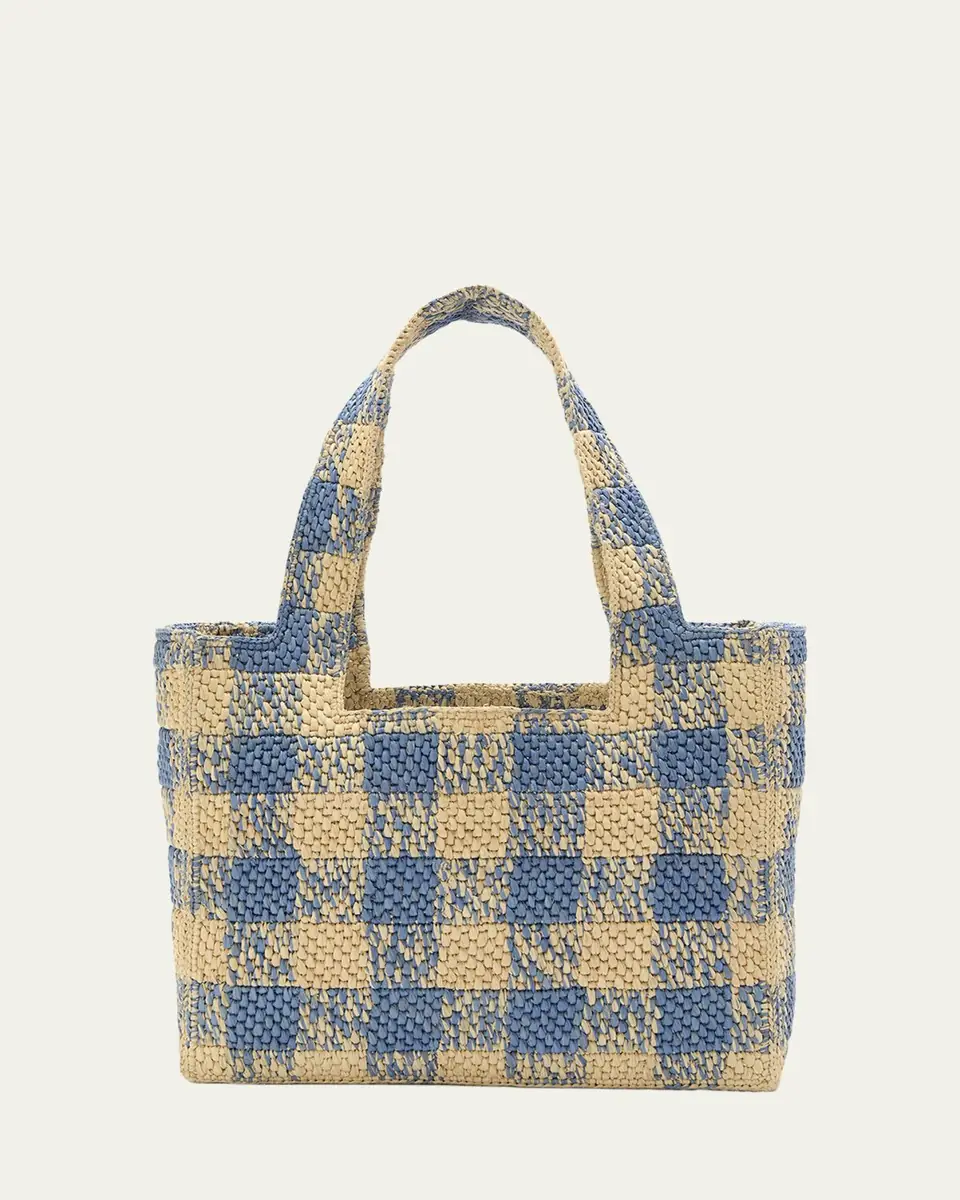 Loewe Medium Logo Tote Bag in Gingham Raffia | Thumbnail 2 Loewe Medium Logo Tote Bag in Gingham Raffia | Thumbnail 2