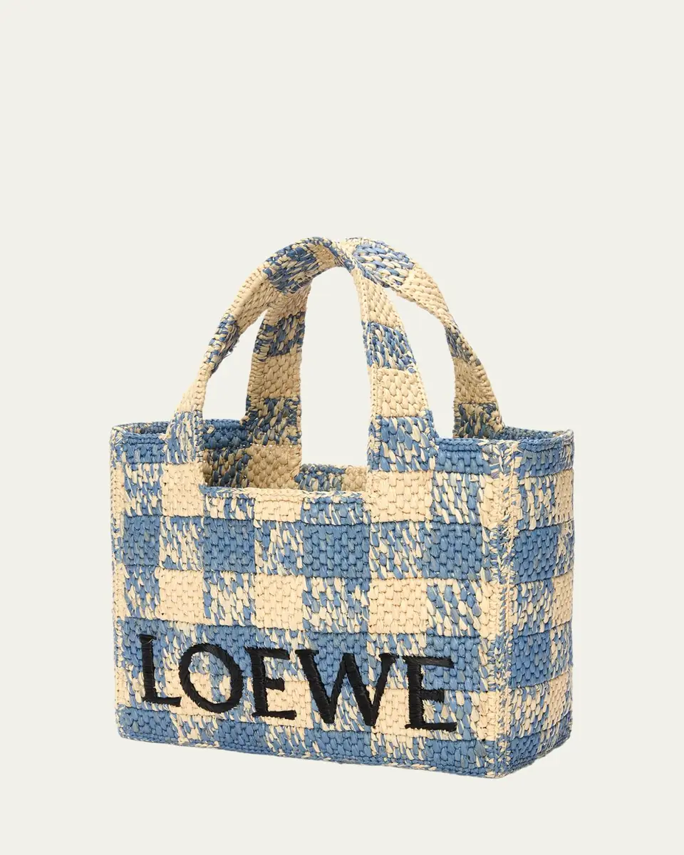 Loewe Medium Logo Tote Bag in Gingham Raffia | Thumbnail 3 Loewe Medium Logo Tote Bag in Gingham Raffia | Thumbnail 3