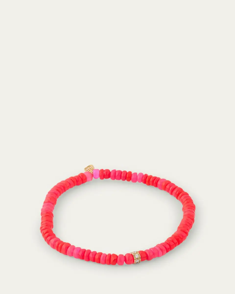 Sydney Evan 14K Pave Diamond 4mm Wheel on Hot Pink Opal Bracelet | Thumbnail 4 Sydney Evan 14K Pave Diamond 4mm Wheel on Hot Pink Opal Bracelet | Thumbnail 4