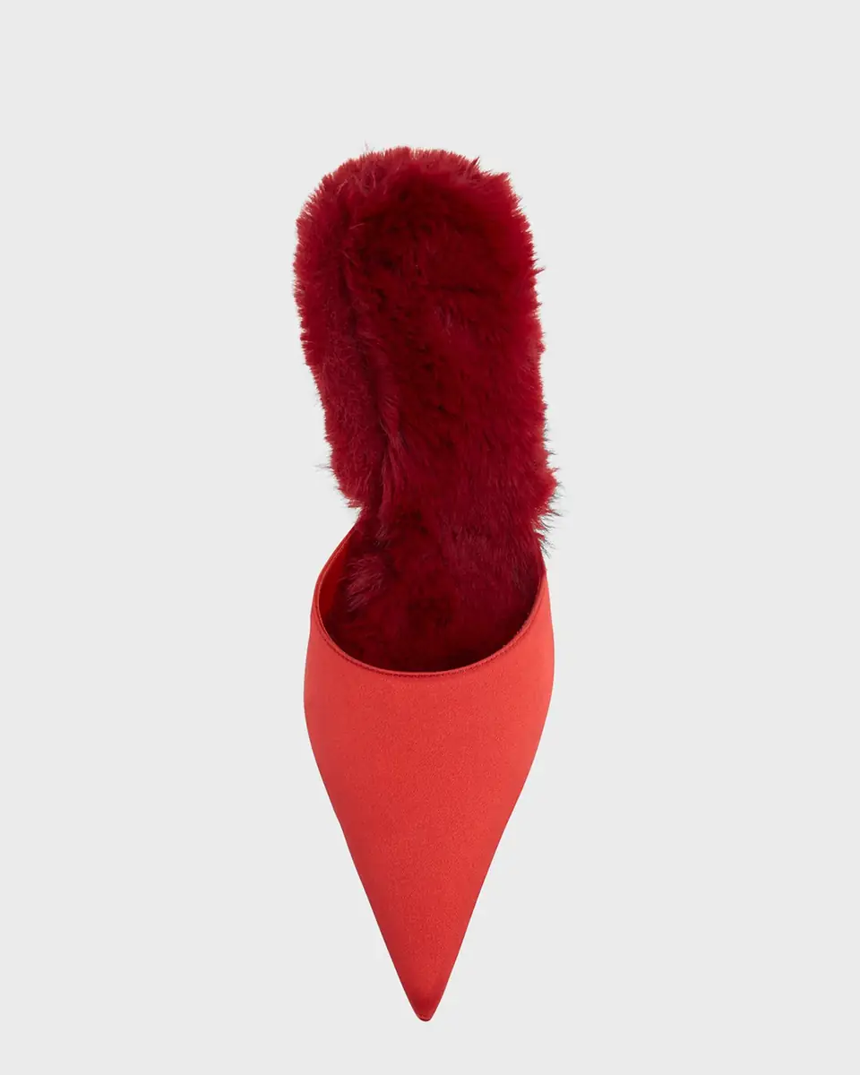 Christian Louboutin KM Faux Fur Satin Mule Pumps | Thumbnail 6