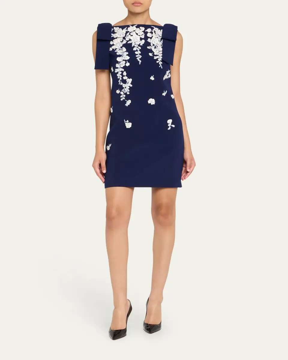 Carolina Herrera Embroidered Applique Bow Mini Dress | Thumbnail 3 Carolina Herrera Embroidered Applique Bow Mini Dress | Thumbnail 3