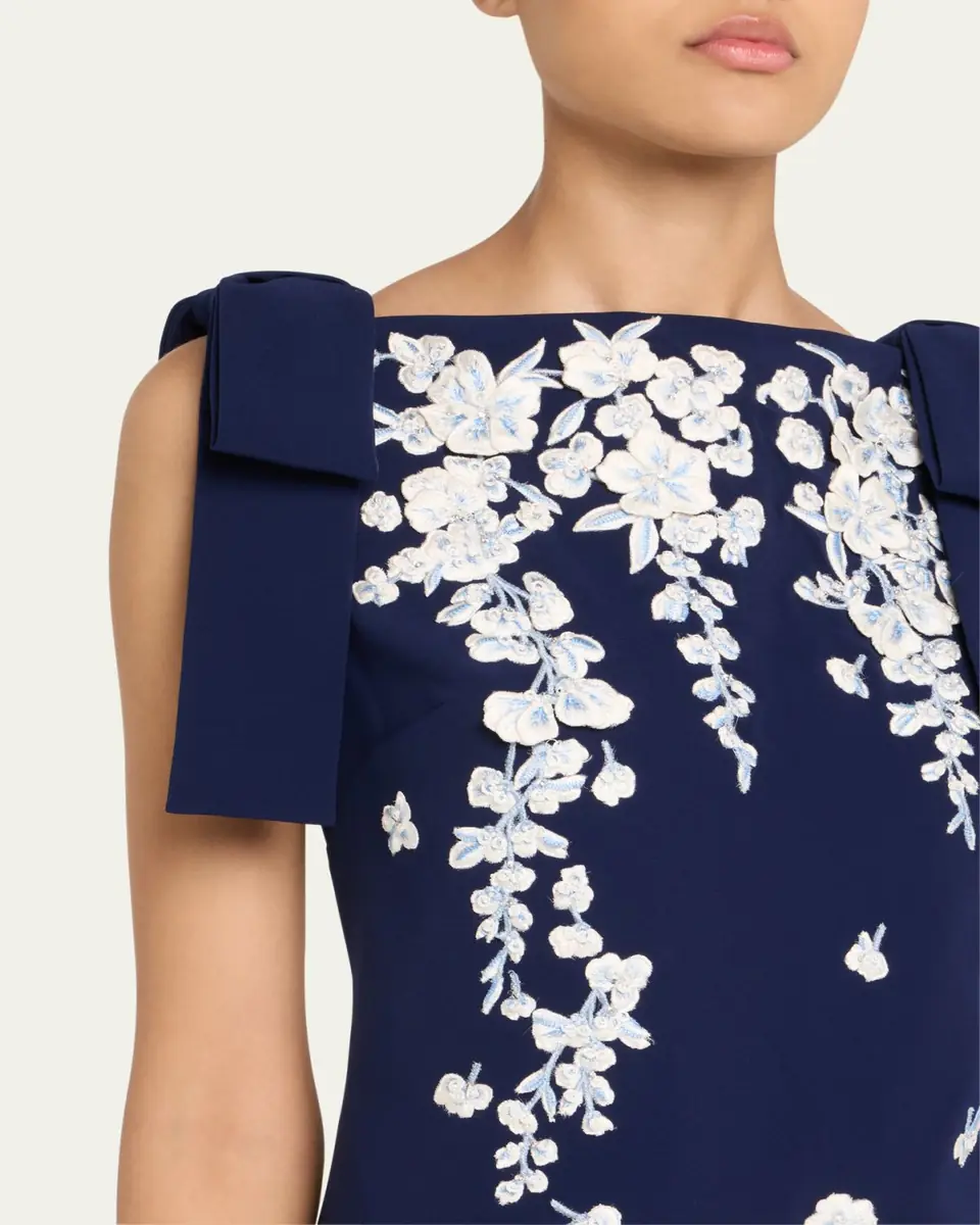Carolina Herrera Embroidered Applique Bow Mini Dress | Thumbnail 4 Carolina Herrera Embroidered Applique Bow Mini Dress | Thumbnail 4