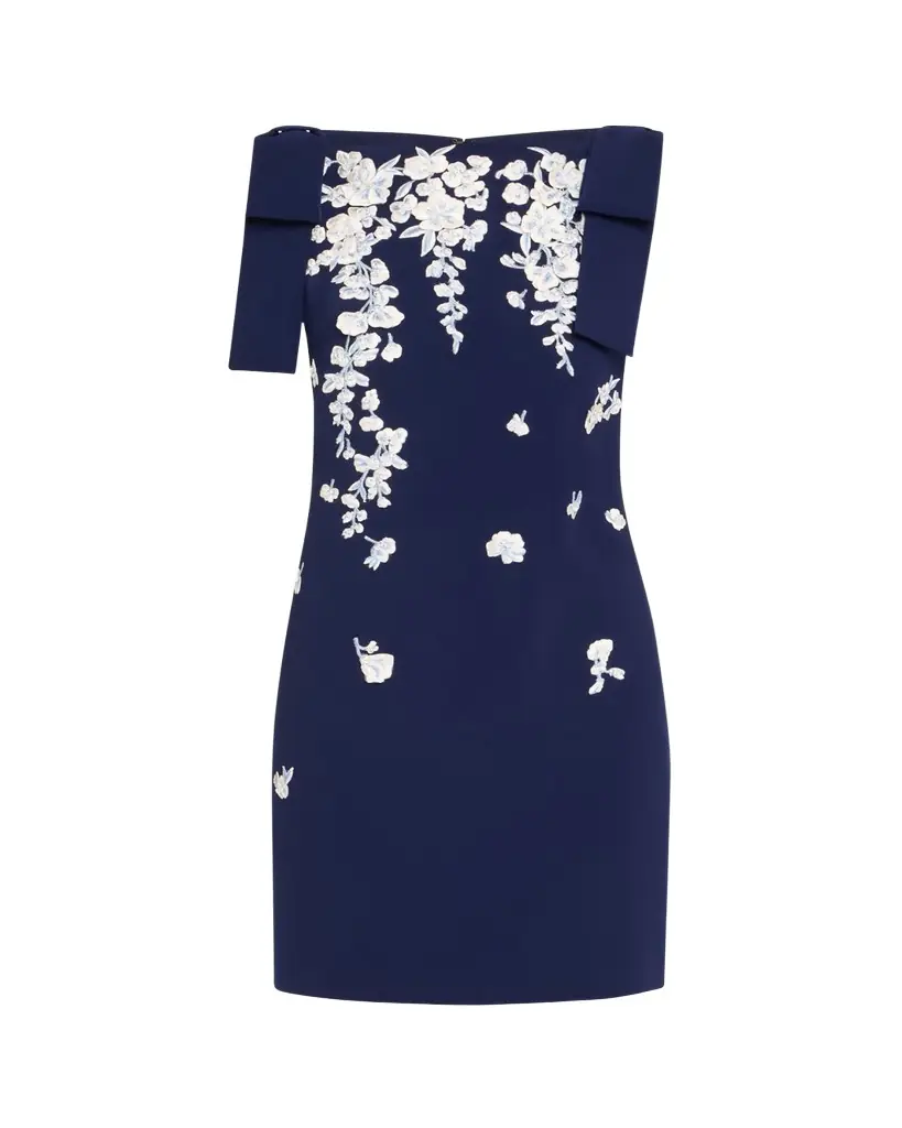 Embroidered Applique Bow Mini Dress Embroidered Applique Bow Mini Dress