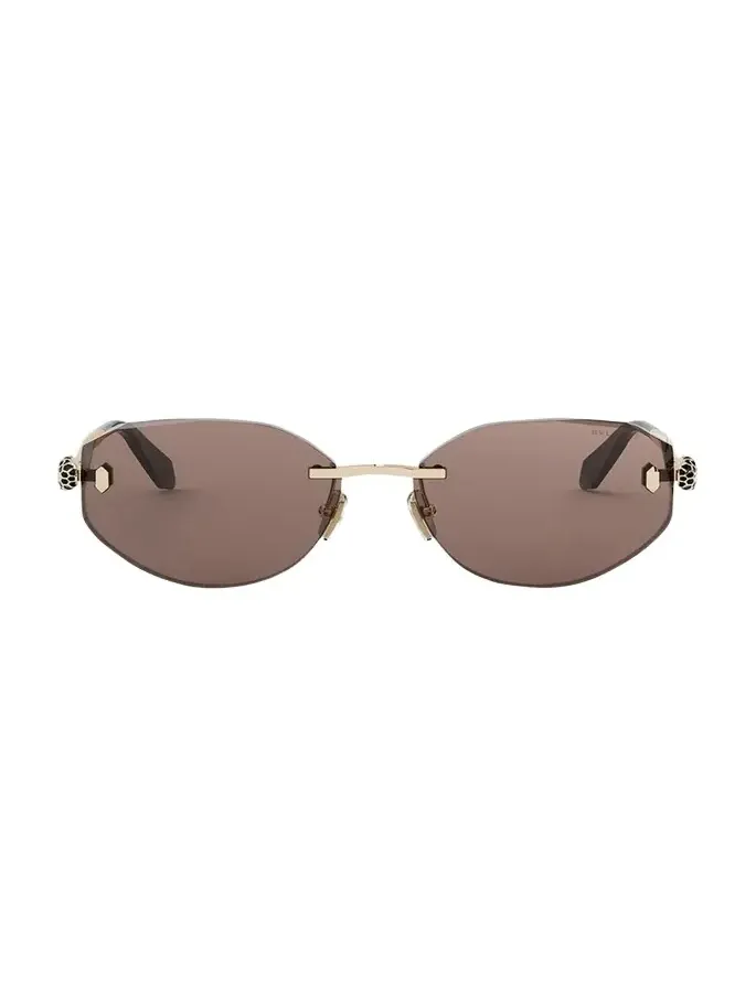 Serpenti Forever Rimless Oval Metal Sunglasses
