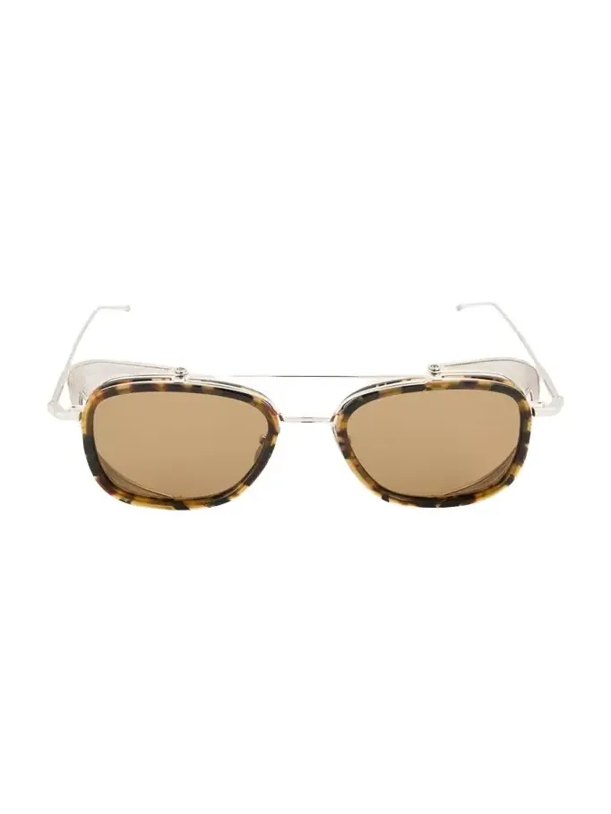Men's Acetate and Titanium Rectangle Sunglasses with Side Shields Men's Acetate and Titanium Rectangle Sunglasses with Side Shields