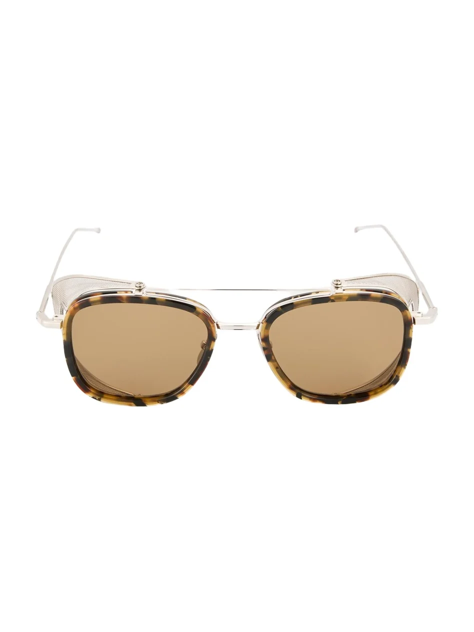 Men's Acetate and Titanium Rectangle Sunglasses with Side Shields