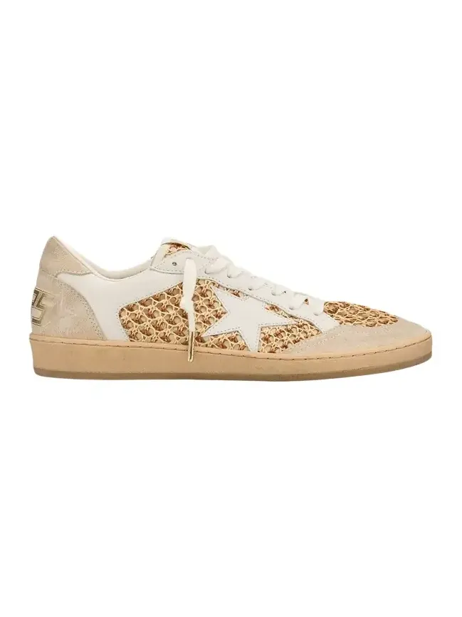 Golden Goose Ball Star Raffia Net Leather Low-Top Sneakers