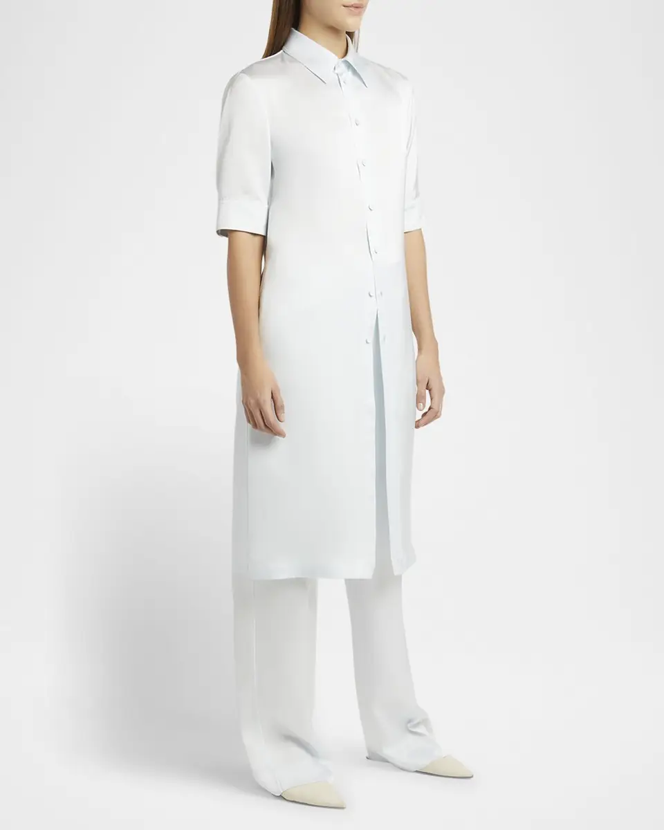 Jil Sander Short-Sleeve Long Fitted Button-Down Shirt | Thumbnail 3 Jil Sander Short-Sleeve Long Fitted Button-Down Shirt | Thumbnail 3