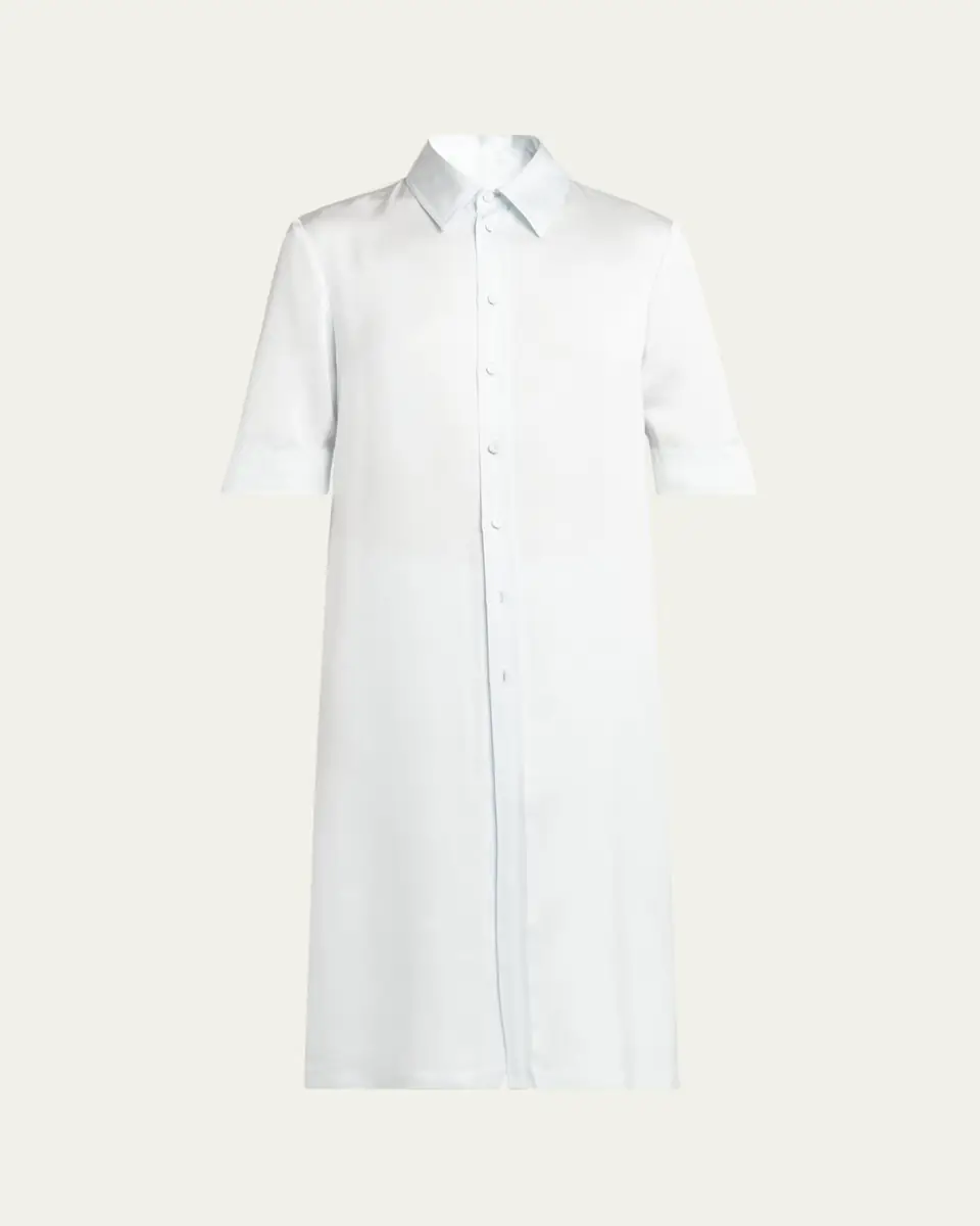 Jil Sander Short-Sleeve Long Fitted Button-Down Shirt | Thumbnail 5 Jil Sander Short-Sleeve Long Fitted Button-Down Shirt | Thumbnail 5